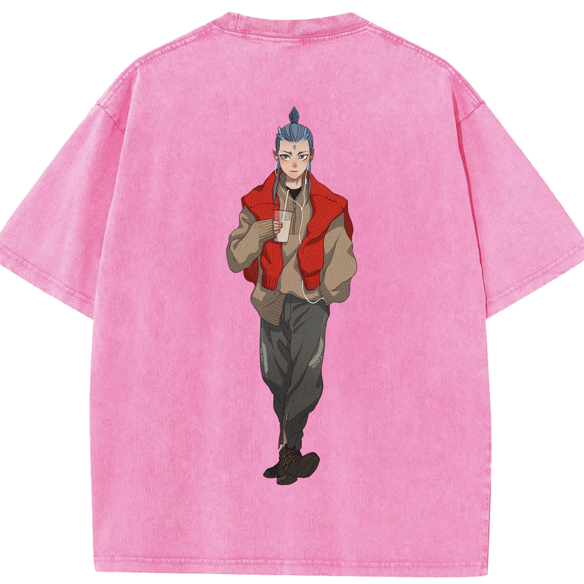 （画像用） Ne Zha 2 ナタ 魔童の大暴れ 綿100% ヴィンテージ風 半袖Tシャツ（背面プリント）